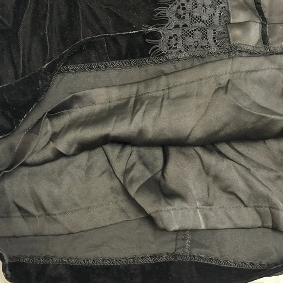 White House Black Market Sleeveless Dress Fitted Velvet Panel Lace Black/Gray W - Picture 10 of 14